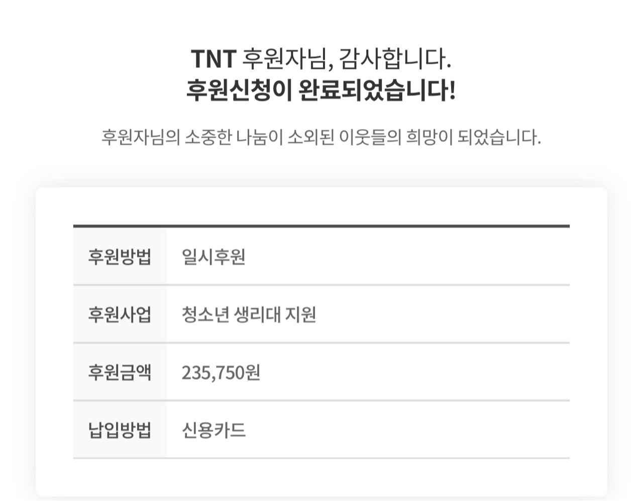 소모임 잔여 자금 전액 여성 청소년들의 생리대를 지원하는 '지파운데이션'에 기부 이미지